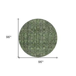 Homeroots 3' Durable Blue And Black Damask Washable Area Rug For Indoor And Outdoor Spaces, Versatile Style 8' Round Polyester 605093