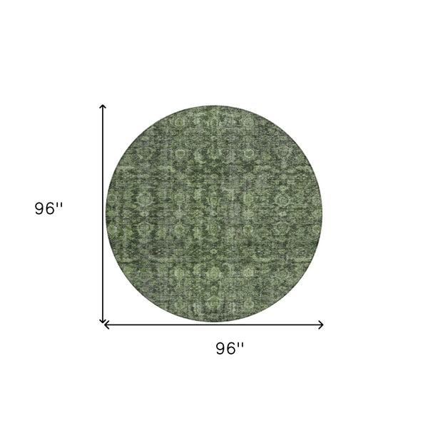 Homeroots 3' Durable Blue And Black Damask Washable Area Rug For Indoor And Outdoor Spaces, Versatile Style 8' Round Polyester 605093