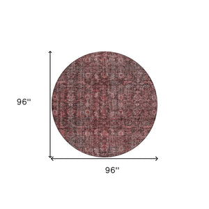 Homeroots 3' Durable Blue And Black Damask Washable Area Rug For Indoor And Outdoor Spaces, Versatile Style 8' Round Polyester 605099