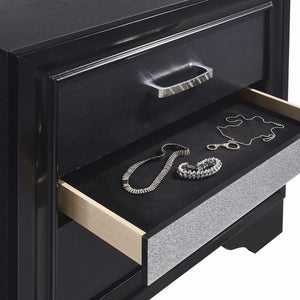 English Elm 2 Chic Two-Drawer Nightstand with Sparkling Acrylic Panels and Faceted Crystal Hardware for Glam Bedrooms Black B016P255583