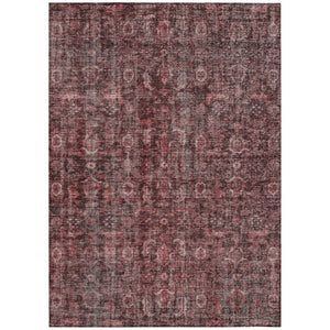 HomeRoots 9' X 12' Washable Pink & Brick Red Damask Area Rug – Stylish, Durable, Indoor/Outdoor Design! 605101