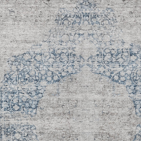 Homeroots 3' Blue And Ivory Oriental Washable Area Rug - Durable, Stain Resistant, Perfect For Indoor And Outdoor Spaces 8' X 10' Polyester 605106