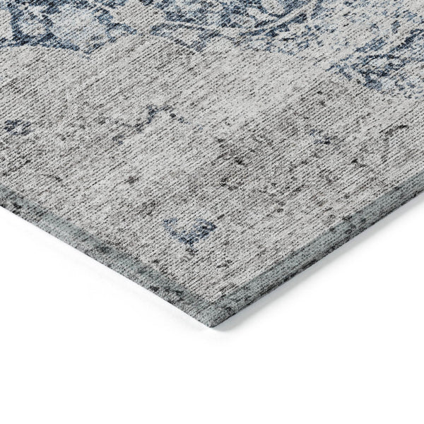 Homeroots 3' Blue And Ivory Oriental Washable Area Rug - Durable, Stain Resistant, Perfect For Indoor And Outdoor Spaces 9' X 12' Polyester 605107