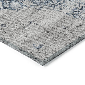 Homeroots 3' Blue And Ivory Oriental Washable Area Rug - Durable, Stain Resistant, Perfect For Indoor And Outdoor Spaces 10' X 14' Polyester 605108