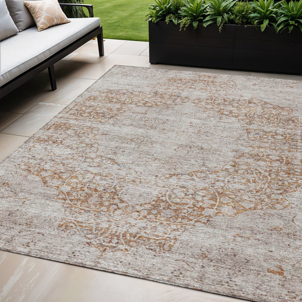 Homeroots 3' Blue And Ivory Oriental Washable Area Rug - Durable, Stain Resistant, Perfect For Indoor And Outdoor Spaces 5' X 8' Polyester 605110