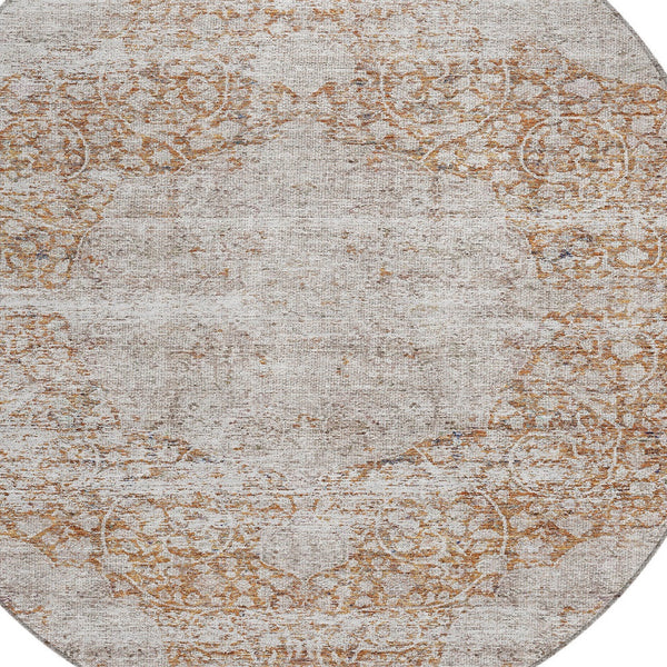 Homeroots 3' Blue And Ivory Oriental Washable Area Rug - Durable, Stain Resistant, Perfect For Indoor And Outdoor Spaces 8' Round Polyester 605111