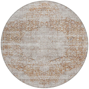 Homeroots 3' Blue And Ivory Oriental Washable Area Rug - Durable, Stain Resistant, Perfect For Indoor And Outdoor Spaces 8' Round Polyester 605111