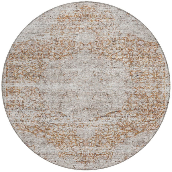 Homeroots 3' Blue And Ivory Oriental Washable Area Rug - Durable, Stain Resistant, Perfect For Indoor And Outdoor Spaces 8' Round Polyester 605111