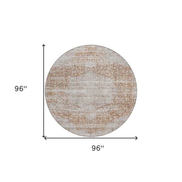 Homeroots 3' Blue And Ivory Oriental Washable Area Rug - Durable, Stain Resistant, Perfect For Indoor And Outdoor Spaces 8' Round Polyester 605111