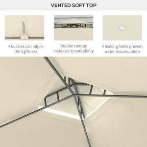 English Elm Outsunny 9.6' X 11.6' Elegant Patio Gazebo - 2-Tier Roof, Mesh Netting, Steel Frame For Backyard Bliss W2225P200435-GIGA