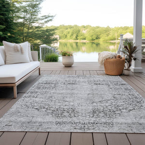 Homeroots 3' Blue And Ivory Oriental Washable Area Rug - Durable, Stain Resistant, Perfect For Indoor And Outdoor Spaces 5' X 8' Polyester 605116