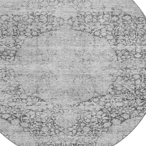 Homeroots 3' Blue And Ivory Oriental Washable Area Rug - Durable, Stain Resistant, Perfect For Indoor And Outdoor Spaces 8' Round Polyester 605117