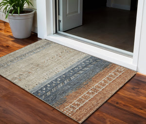 Homeroots 3' Southwestern Indoor Outdoor Area Rug – Stylish, Washable, Durable, Stain-resistant Design For All Spaces 3' X 5' Polyester 605121