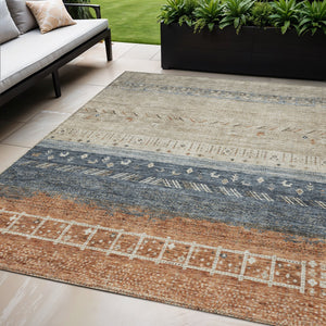 Homeroots 3' Southwestern Indoor Outdoor Area Rug – Stylish, Washable, Durable, Stain-resistant Design For All Spaces 5' X 8' Polyester 605122