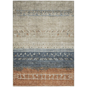 HomeRoots 5' Southwestern Indoor Outdoor Area Rug in Brown, Blue, and Beige – Durable, Washable, Stylish Décor 5' X 8' 605122
