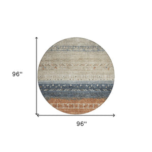 Homeroots 3' Southwestern Indoor Outdoor Area Rug – Stylish, Washable, Durable, Stain-resistant Design For All Spaces 8' Round Polyester 605123