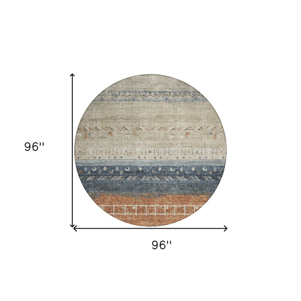 Homeroots 3' Southwestern Indoor Outdoor Area Rug – Stylish, Washable, Durable, Stain-resistant Design For All Spaces 8' Round Polyester 605123