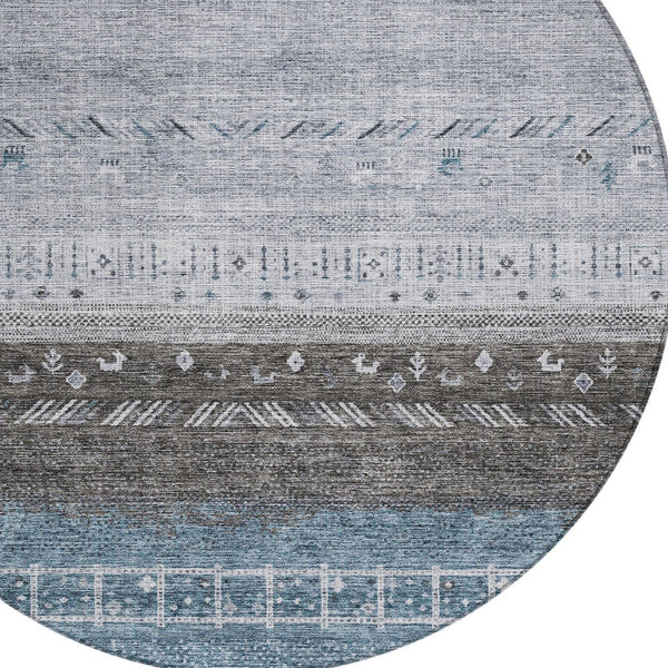 Homeroots 3' Southwestern Indoor Outdoor Area Rug – Stylish, Washable, Durable, Stain-resistant Design For All Spaces 8' Round Polyester 605129