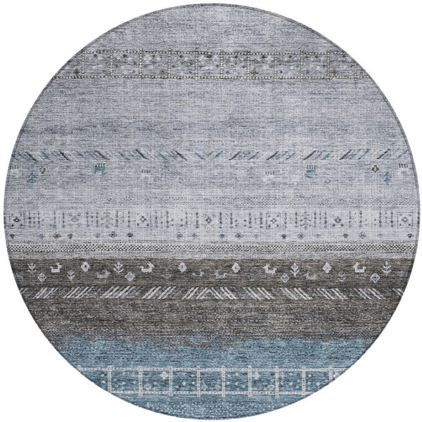 Homeroots 3' Southwestern Indoor Outdoor Area Rug – Stylish, Washable, Durable, Stain-resistant Design For All Spaces 8' Round Polyester 605129