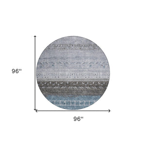 Homeroots 3' Southwestern Indoor Outdoor Area Rug – Stylish, Washable, Durable, Stain-resistant Design For All Spaces 8' Round Polyester 605129