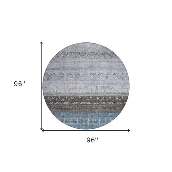 Homeroots 3' Southwestern Indoor Outdoor Area Rug – Stylish, Washable, Durable, Stain-resistant Design For All Spaces 8' Round Polyester 605129