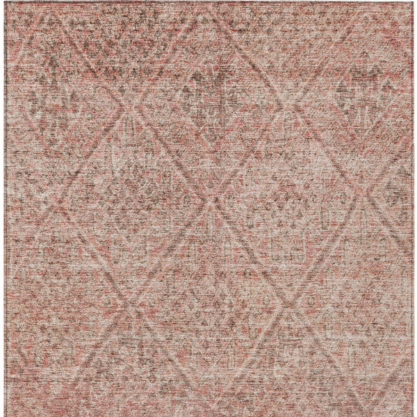 Homeroots 3' Stylish Pink And Brown Moroccan Washable Area Rug For Indoor And Outdoor Spaces, Stain Resistant 3' X 5' Polyester 605133