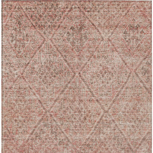 Homeroots 3' Stylish Pink And Brown Moroccan Washable Area Rug For Indoor And Outdoor Spaces, Stain Resistant 5' X 8' Polyester 605134
