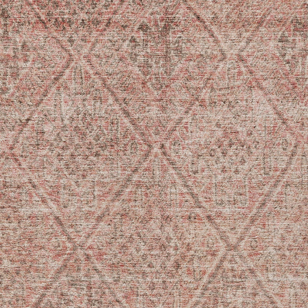 Homeroots 3' Stylish Pink And Brown Moroccan Washable Area Rug For Indoor And Outdoor Spaces, Stain Resistant 5' X 8' Polyester 605134