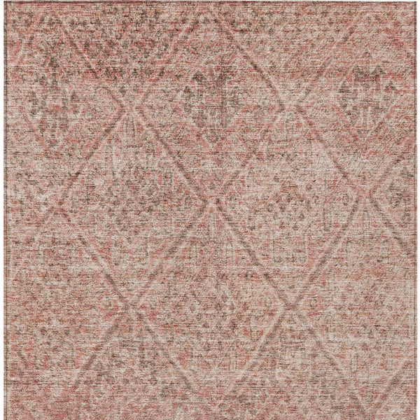 Homeroots 3' Stylish Pink And Brown Moroccan Washable Area Rug For Indoor And Outdoor Spaces, Stain Resistant 8' X 10' Polyester 605136