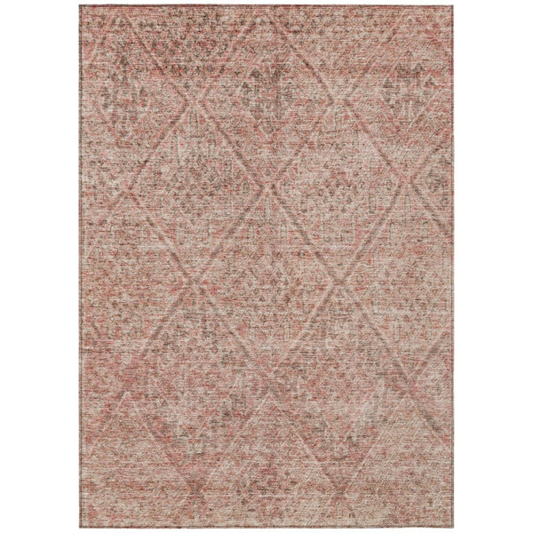 HomeRoots 5' Moroccan-Style Indoor Outdoor Area Rug in Pink and Brown - Durable, Washable, Versatile Design 8' X 10' 605136