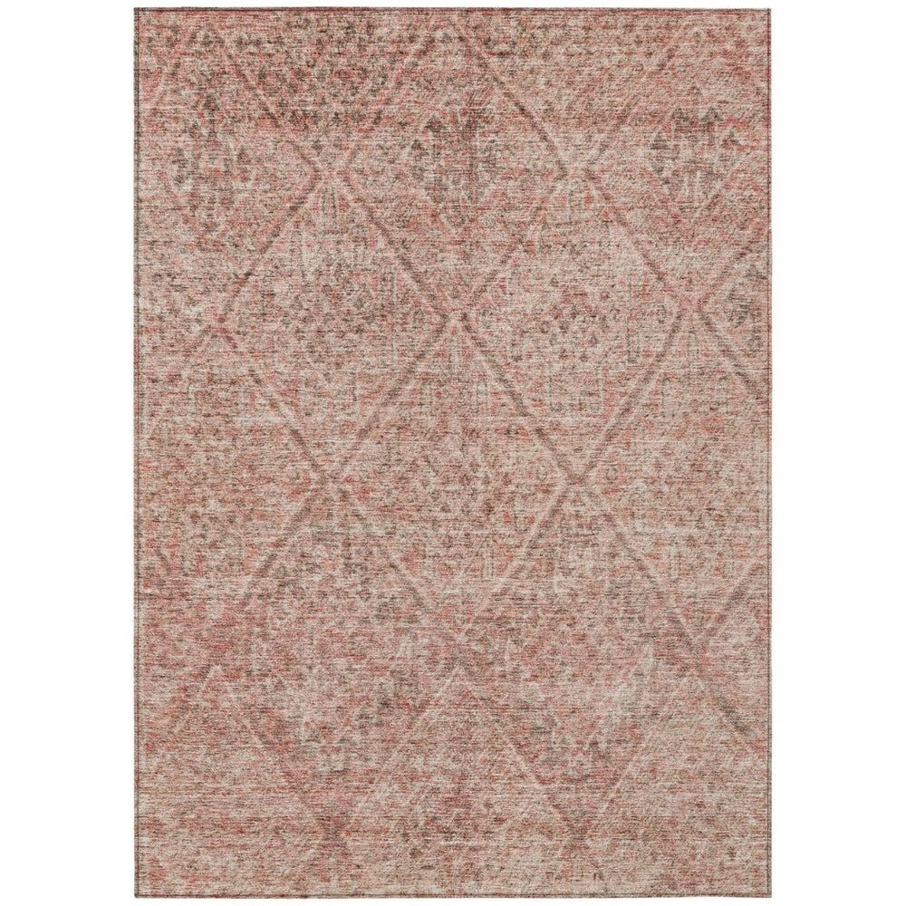 HomeRoots 9' X 12' Pink and Brown Moroccan Area Rug - Washable, Stylish Quatrefoil Design for Indoor & Outdoor Use 605137