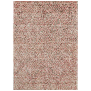 Homeroots 3' Stylish Pink And Brown Moroccan Washable Area Rug For Indoor And Outdoor Spaces, Stain Resistant 9' X 12' Polyester 605137