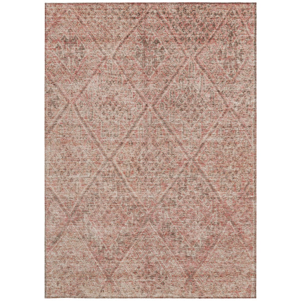 Homeroots 3' Stylish Pink And Brown Moroccan Washable Area Rug For Indoor And Outdoor Spaces, Stain Resistant 9' X 12' Polyester 605137