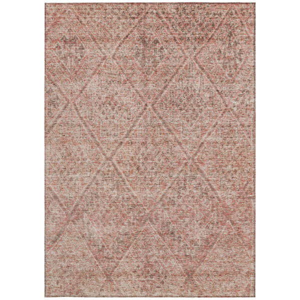 Homeroots 3' Stylish Pink And Brown Moroccan Washable Area Rug For Indoor And Outdoor Spaces, Stain Resistant 10' X 14' Polyester 605138