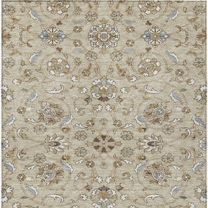 Homeroots 3' Stylish Beige Blue And Brown Moroccan Washable Area Rug For Indoor And Outdoor Spaces 5' X 8' Polyester 605140