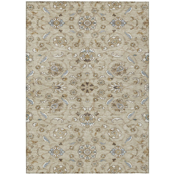 HomeRoots 5' Moroccan-Inspired Washable Area Rug – Durable Indoor/Outdoor Design in Beige, Blue & Brown Tones 5' X 8' 605140