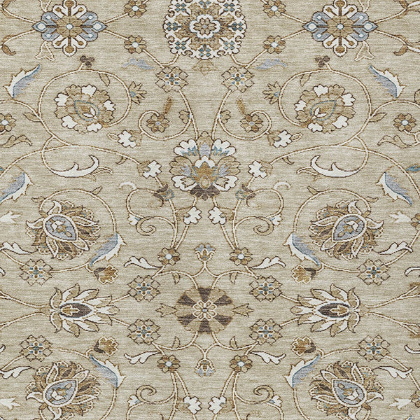 Homeroots 3' Stylish Beige Blue And Brown Moroccan Washable Area Rug For Indoor And Outdoor Spaces 5' X 8' Polyester 605140