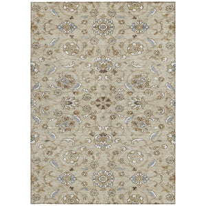 Homeroots 3' Stylish Beige Blue And Brown Moroccan Washable Area Rug For Indoor And Outdoor Spaces 8' X 10' Polyester 605142