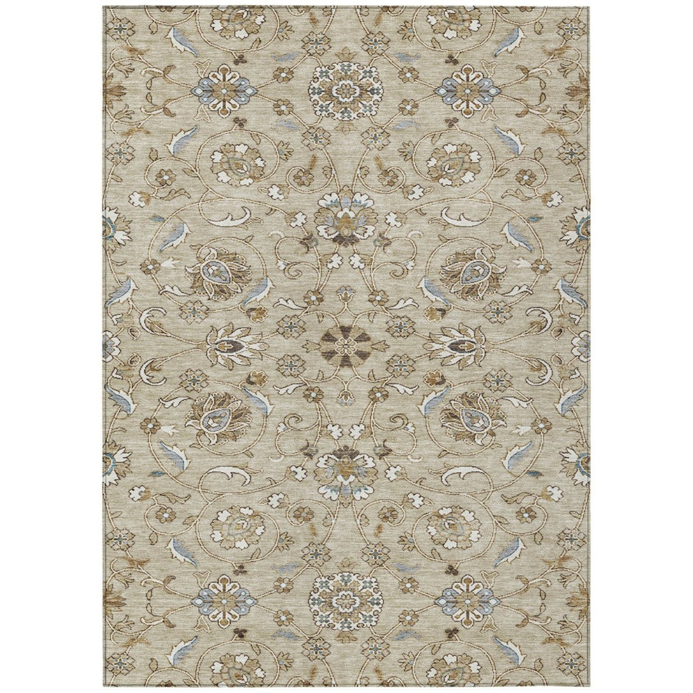HomeRoots 9' Moroccan-Inspired Washable Area Rug in Beige, Blue & Brown - Perfect for Indoor & Outdoor Spaces! 605143