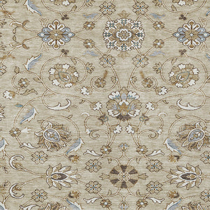 Homeroots 3' Stylish Beige Blue And Brown Moroccan Washable Area Rug For Indoor And Outdoor Spaces 9' X 12' Polyester 605143