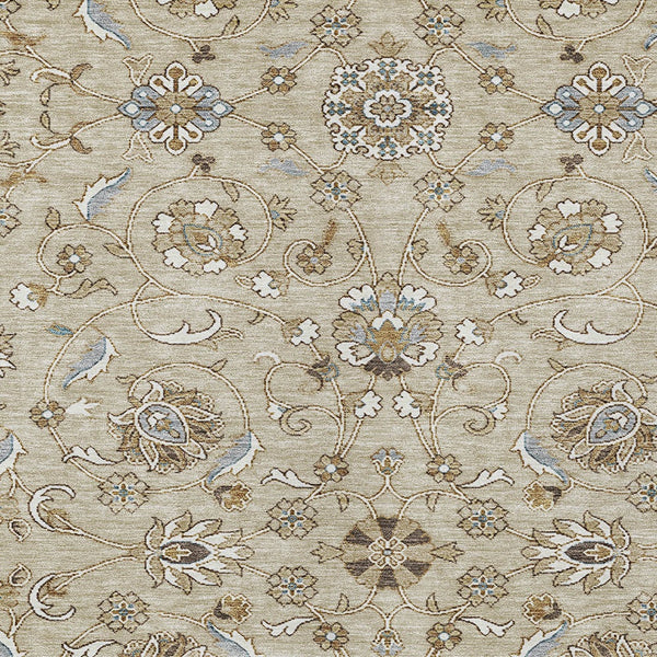 Homeroots 3' Stylish Beige Blue And Brown Moroccan Washable Area Rug For Indoor And Outdoor Spaces 9' X 12' Polyester 605143