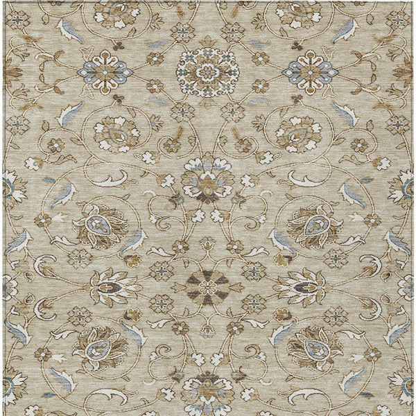 Homeroots 3' Stylish Beige Blue And Brown Moroccan Washable Area Rug For Indoor And Outdoor Spaces 10' X 14' Polyester 605144