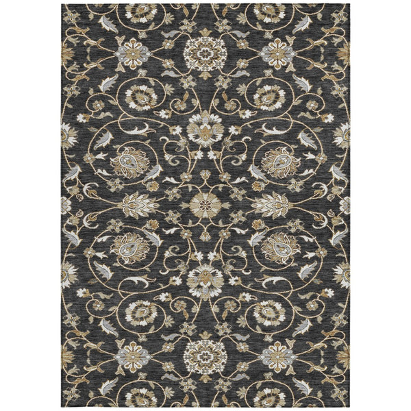 Homeroots 3' Stylish Beige Blue And Brown Moroccan Washable Area Rug For Indoor And Outdoor Spaces 5' X 8' Polyester 605146