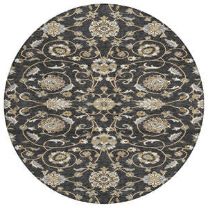 HomeRoots 5' Moroccan-Inspired Washable Area Rug - Timeless Quatrefoil Design for Indoor & Outdoor Spaces 8' Round 605147