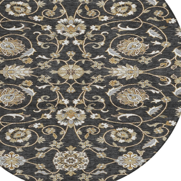 Homeroots 3' Stylish Beige Blue And Brown Moroccan Washable Area Rug For Indoor And Outdoor Spaces 8' Round Polyester 605147