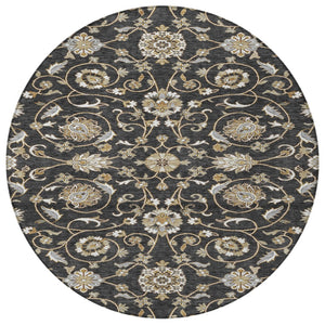 Homeroots 3' Stylish Beige Blue And Brown Moroccan Washable Area Rug For Indoor And Outdoor Spaces 8' Round Polyester 605147