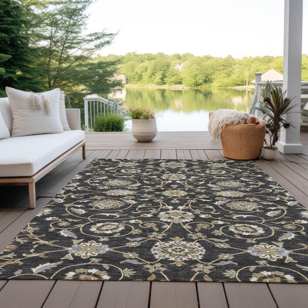 Homeroots 3' Stylish Beige Blue And Brown Moroccan Washable Area Rug For Indoor And Outdoor Spaces 9' X 12' Polyester 605149