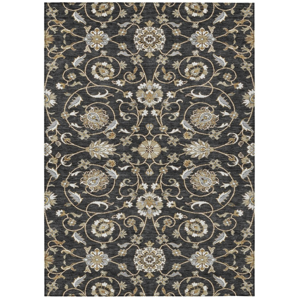 HomeRoots 9' X 12' Moroccan-Inspired Area Rug - Durable, Washable, Stylish Black, Brown & Ivory Design for Indoors & Outdoors 605149