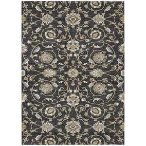 HomeRoots 9' X 12' Moroccan-Inspired Area Rug - Durable, Washable, Stylish Black, Brown & Ivory Design for Indoors & Outdoors 605149