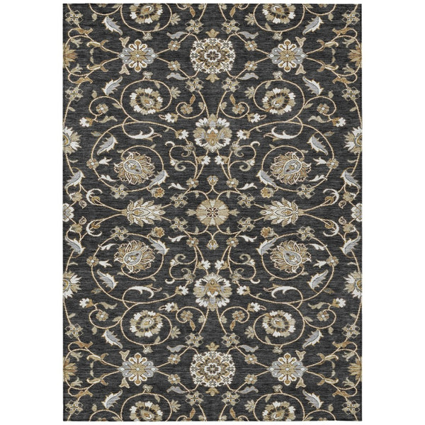HomeRoots 9' X 12' Moroccan-Inspired Area Rug - Durable, Washable, Stylish Black, Brown & Ivory Design for Indoors & Outdoors 605149